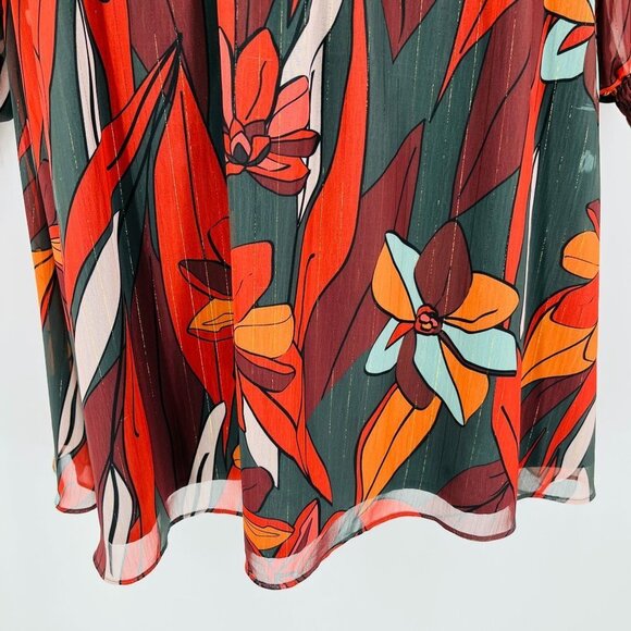 Forest Lily Mini Dress Size XS High Neck, Elastic Waist Fall Print Metallic - Picture 10 of 16